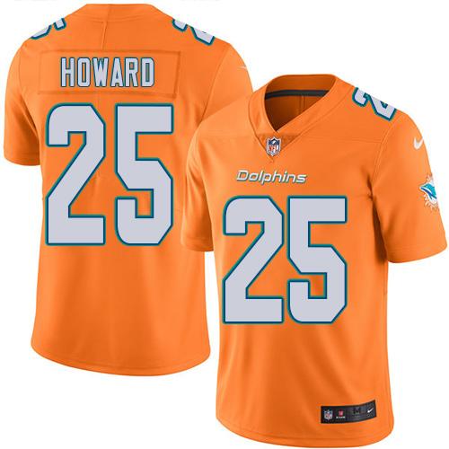 Nike Dolphins #25 Xavien Howard Orange Men's Stitched NFL Limited Rush Jersey - Click Image to Close
